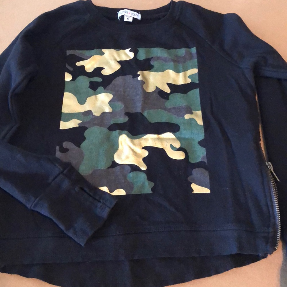 Girls camp print sweatshirt